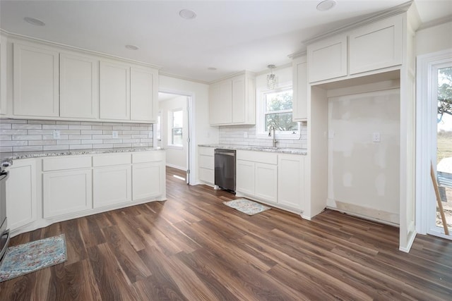 kitchen featuring plenty of natural light and white cabinets