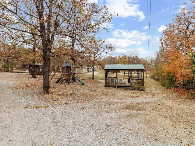 view of yard with a playground