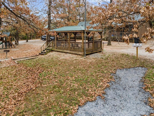 view of yard with a deck