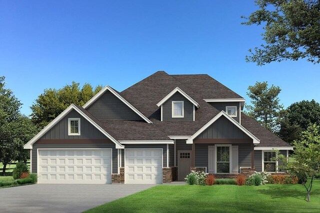 craftsman inspired home with a front lawn