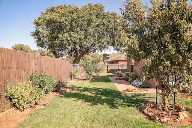 view of yard with a fenced backyard