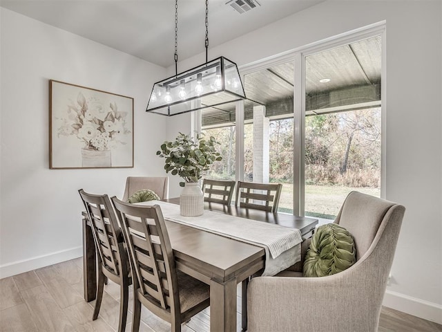 dining area with hardwood / wood-style flooring