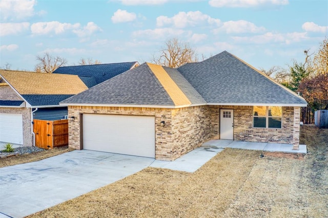 single story home with a garage