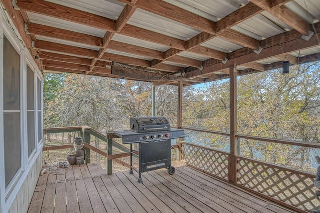 21351 E Tenth St, Hinton, OK 73047 - wooden terrace with a grill