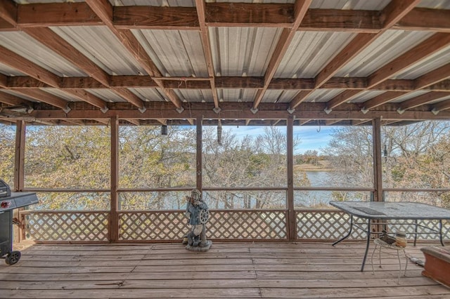 21351 E Tenth St, Hinton, OK 73047 - unfurnished sunroom with a water view and healthy amount of natural light