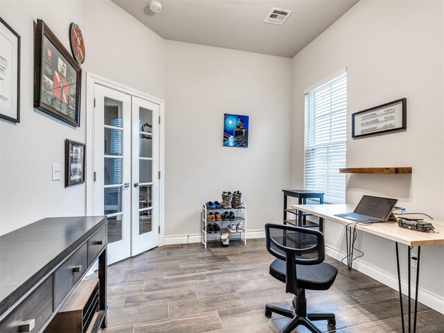 office area with french doors