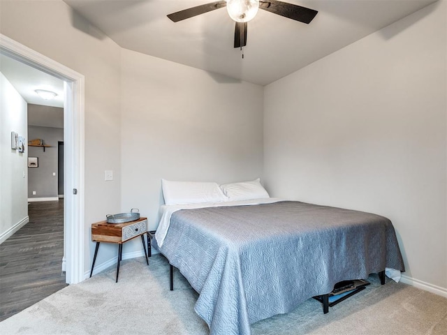 bedroom with carpet and ceiling fan