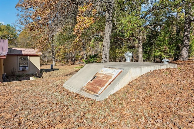 view of storm shelter