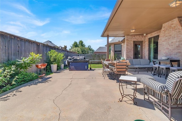 view of patio / terrace featuring an outdoor living space