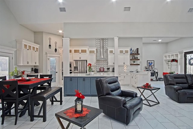 view of tiled living room