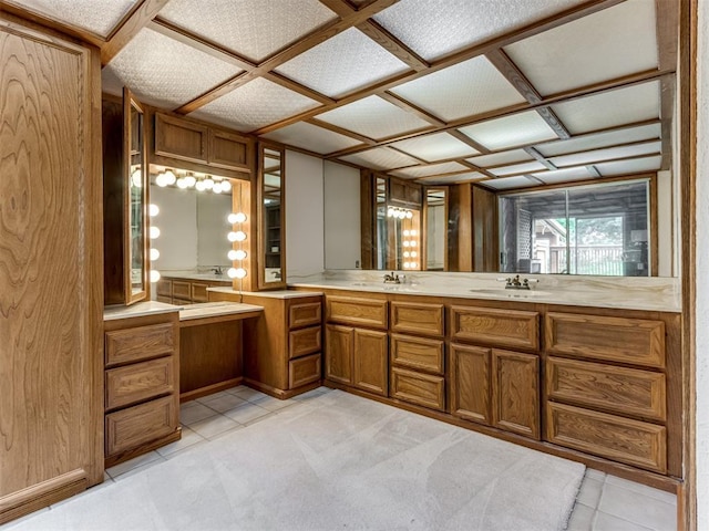 1501 S Avery Ave, Midwest City, OK 73130 - bathroom with double vanity and tile patterned flooring