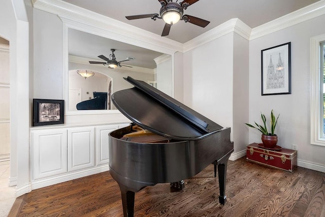 miscellaneous room featuring dark hardwood / wood-style floors and ornamental molding