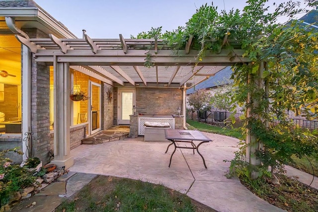 view of patio / terrace featuring a pergola