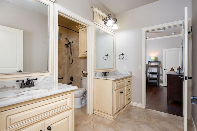 bathroom featuring vanity, toilet, and wood-type flooring