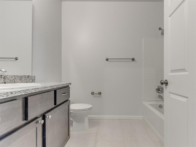 full bathroom with tile patterned floors, vanity, toilet, and shower / bathing tub combination