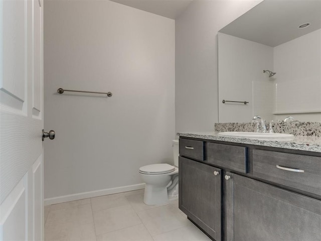 bathroom with tile patterned floors, vanity, and toilet