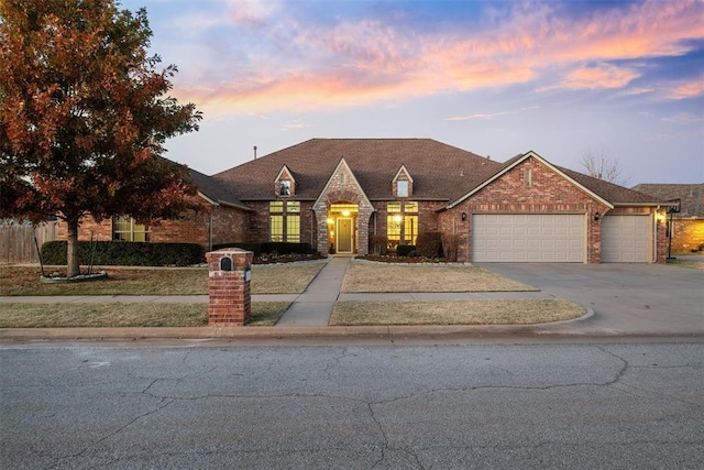 view of front of house with a garage