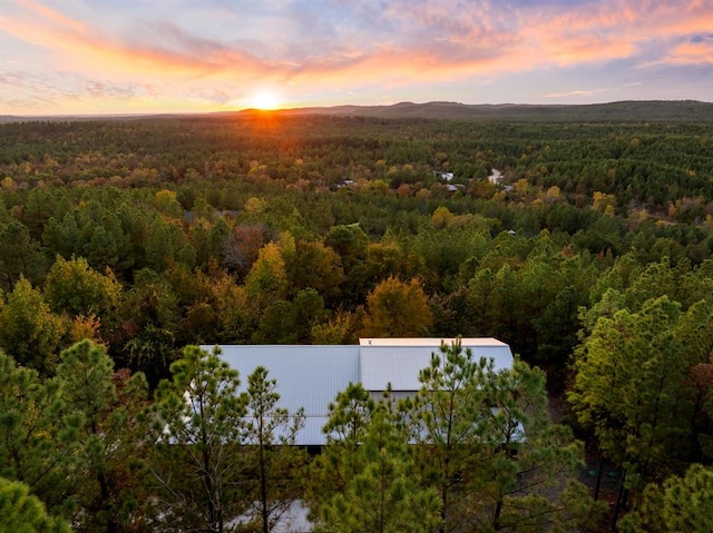 view of aerial view at dusk