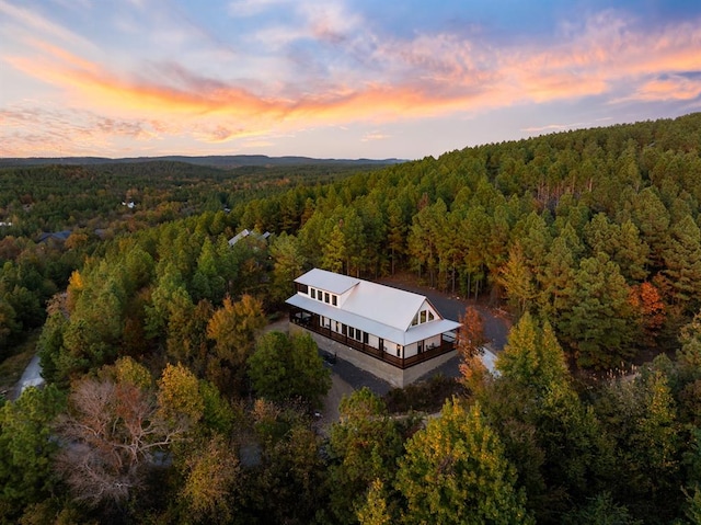 view of aerial view at dusk