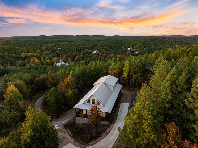 view of aerial view at dusk