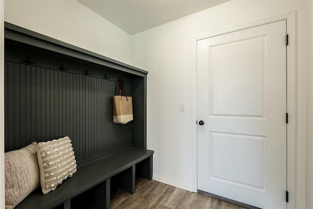 mudroom featuring wood-type flooring