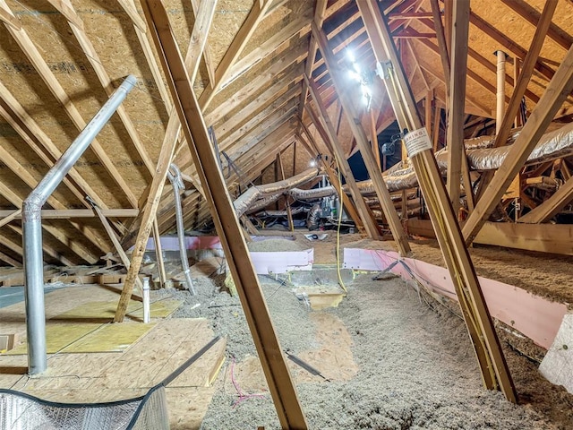 view of unfinished attic