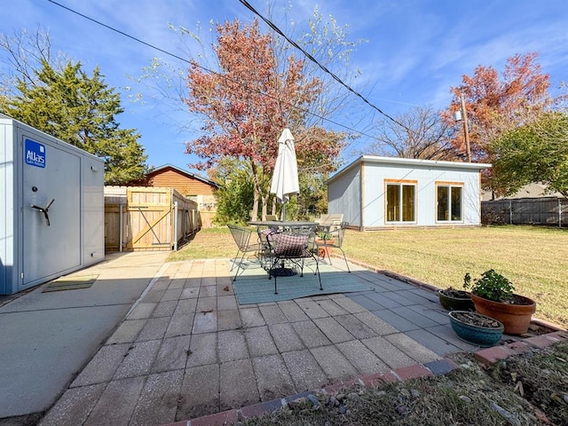 view of patio / terrace with an outdoor structure