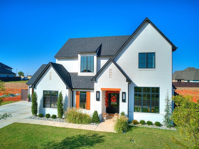 view of front of home with a front yard