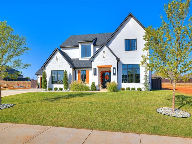 view of front of property with a front lawn