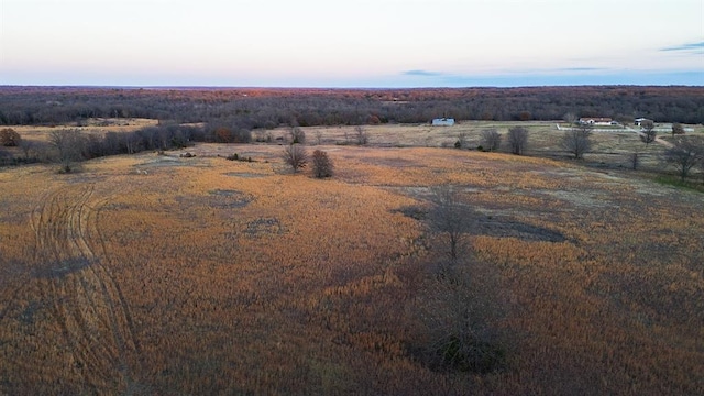 aerial view at dusk with a rural view