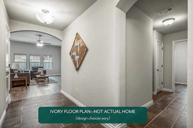 hall featuring dark wood-type flooring