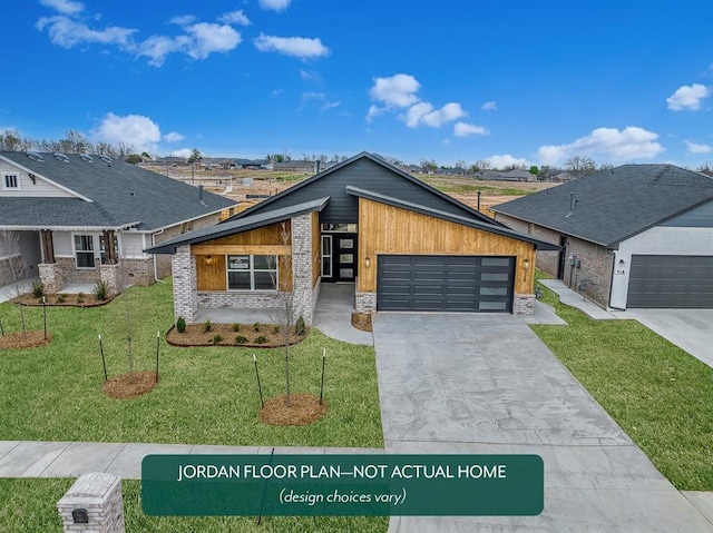 view of front of house with a front lawn and a garage