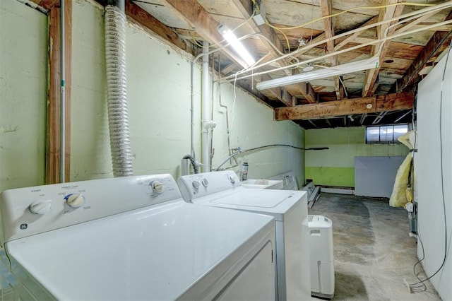 washroom featuring washer and clothes dryer