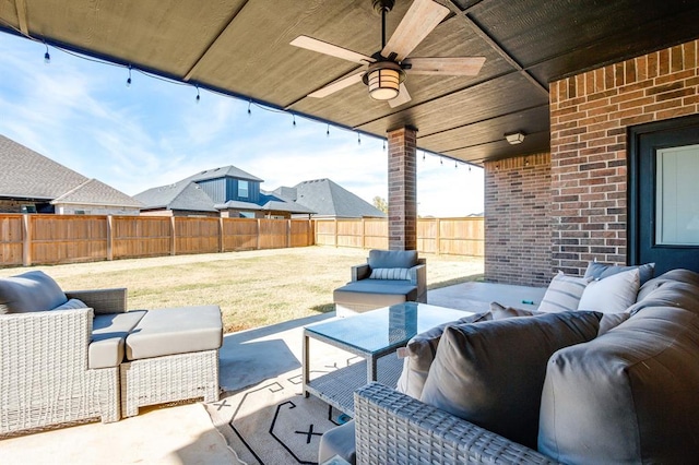 view of patio / terrace featuring outdoor lounge area and ceiling fan