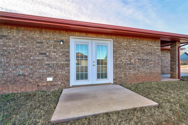 doorway to property featuring french doors