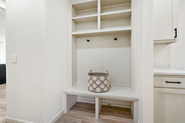 mudroom with light wood-type flooring