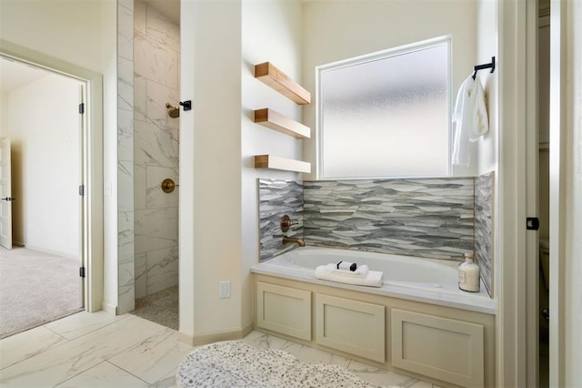 bathroom with plus walk in shower