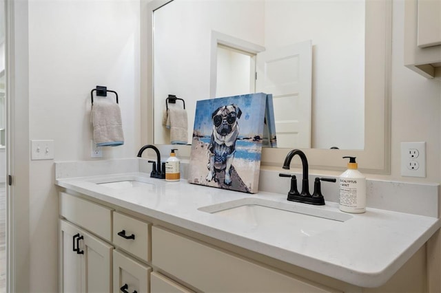 bathroom with double vanity and a sink