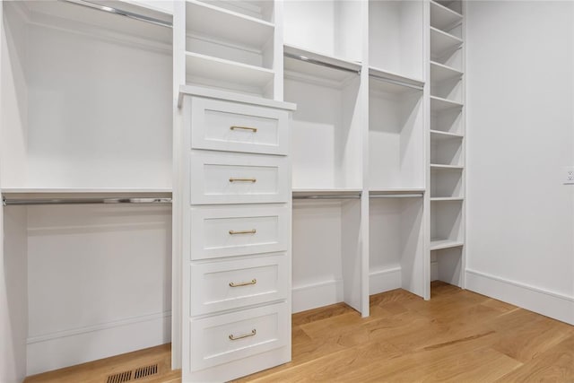 spacious closet with light wood-type flooring