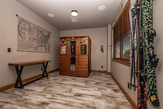 interior space with light hardwood / wood-style floors