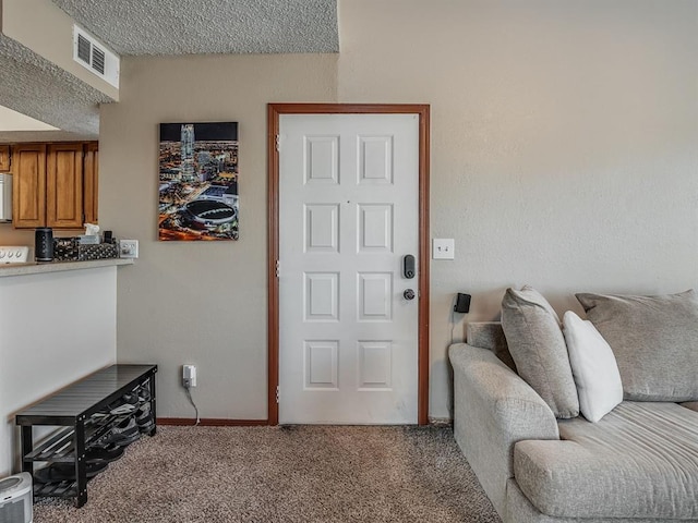 interior space with a textured ceiling