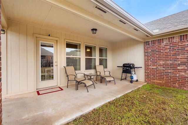 view of patio with area for grilling