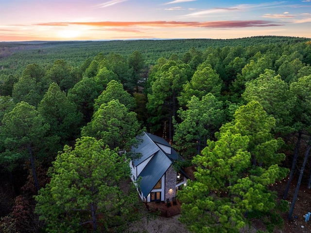 view of aerial view at dusk