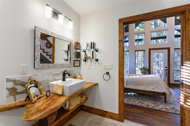 bathroom featuring hardwood / wood-style floors and sink