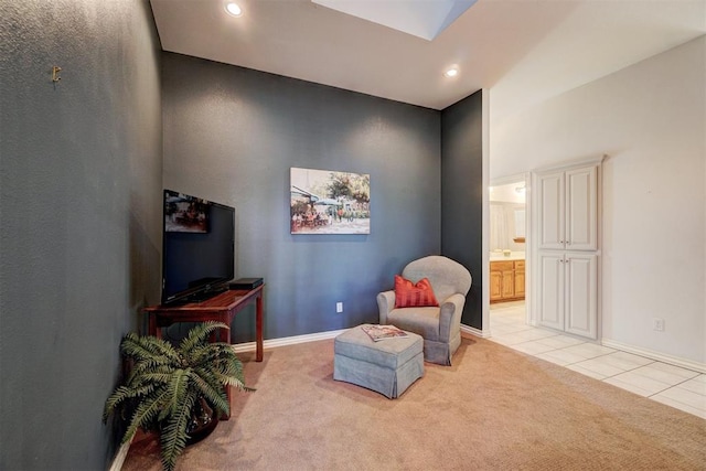 sitting room with light carpet