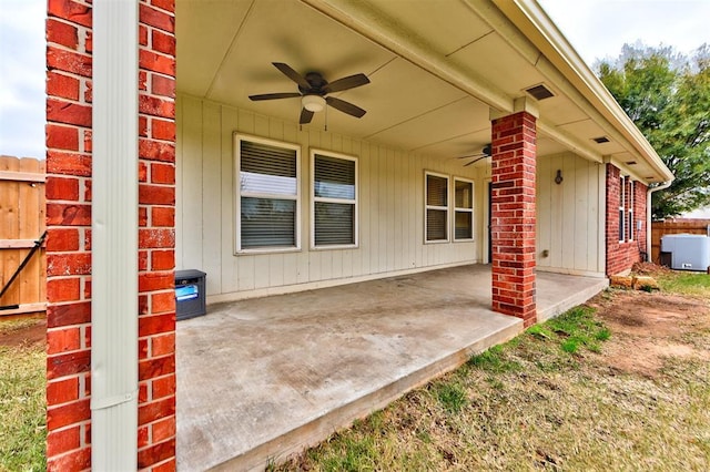 view of patio / terrace featuring ceiling fan