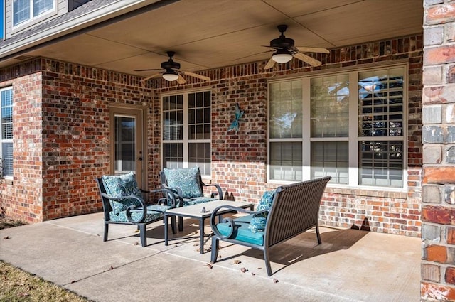 view of patio / terrace with ceiling fan