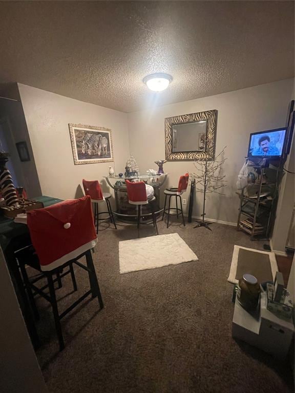 interior space with a textured ceiling