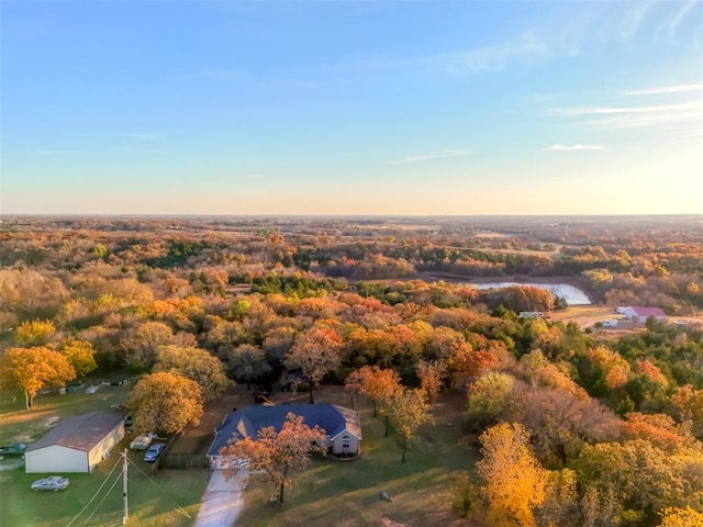 view of aerial view at dusk