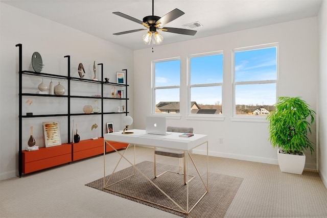 417 Basin Way, Norman, OK 73069 - office space featuring carpet floors, plenty of natural light, and ceiling fan